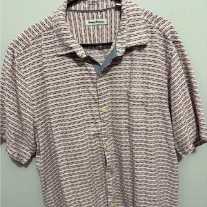 Tommy Bahama Red and White Casual Button Down Shirt